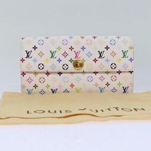 Louis Vuitton Multicolor Portefeuille Sarah Wallet White